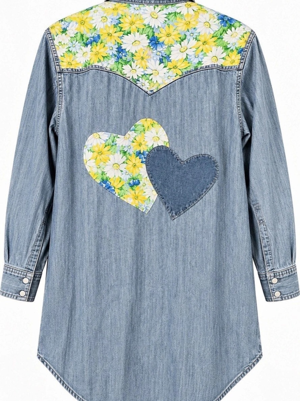 š¼ Second Chance by Aloha Floral Denim Shirt Dress / Shacket ā Small Oversized - Picture 3 of 3